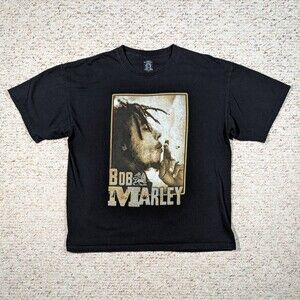 Bob Marley Jamaica T-Shirth Mens XL Black Smoking Double-Sided Graphic Music Tee